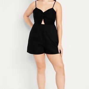 Black Twist-Front Key-Hole Romper